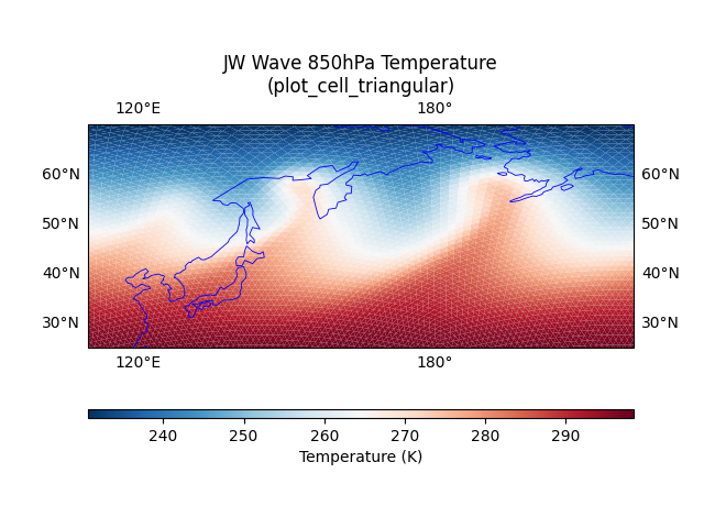 JW Wave 850hPa Temperature (plot_cell_triangular)