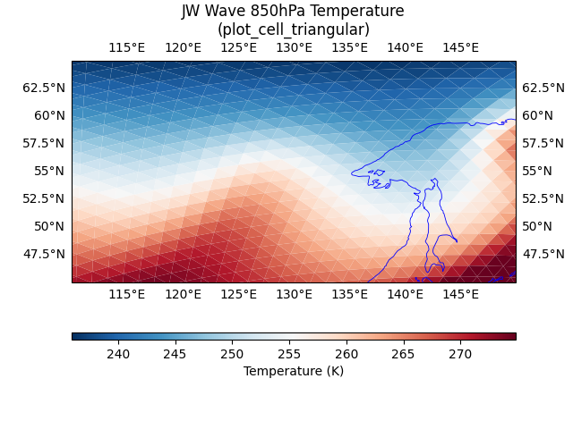 JW Wave 850hPa Temperature (plot_cell_triangular)